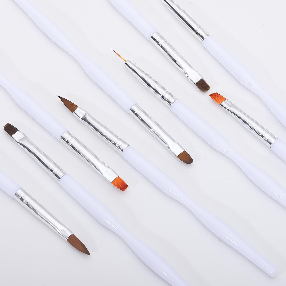 Detalle 2 de ZEOHBETY Nagelkunstpinsel-Set (10-teilig) – Fine-Liner & Nageldesign-Malpinsel, weiß
