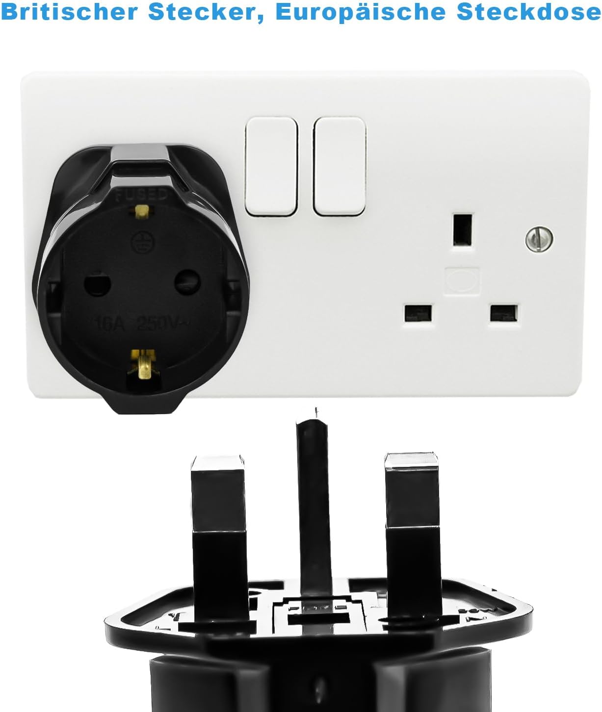 Thumbnail 1 de 2er Reiseadapter UK Steckdosenadapter Typ G für EU 🇬🇧🔌