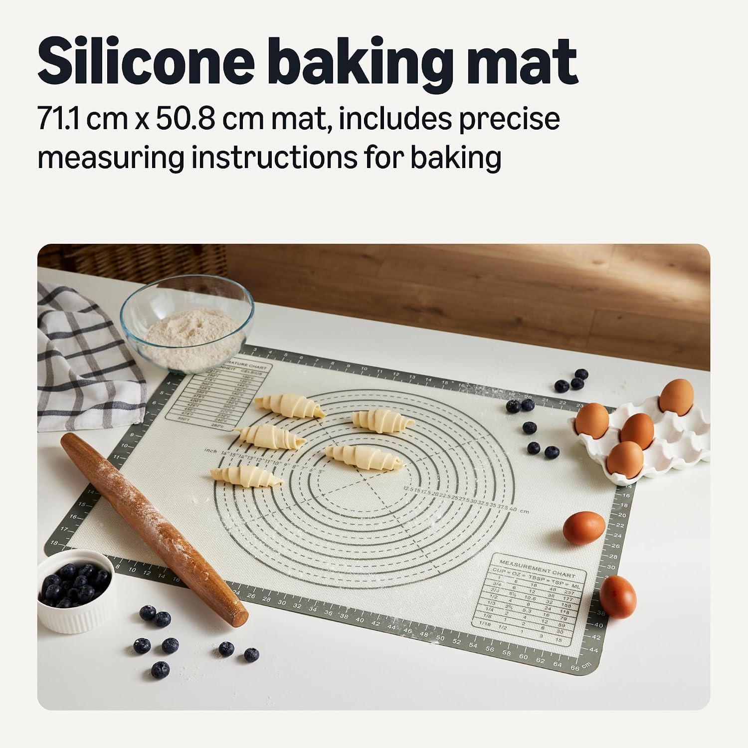 Detalle 2 de Amazon Basics Nonstick Silicone Pastry Baking Mat with Measurements – Extra Large