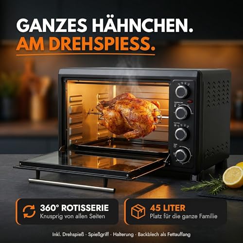 Thumbnail 1 de Sommertal Minibackofen 45L | 2000W mit Drehspieß, Umluft und 60 Min Timer