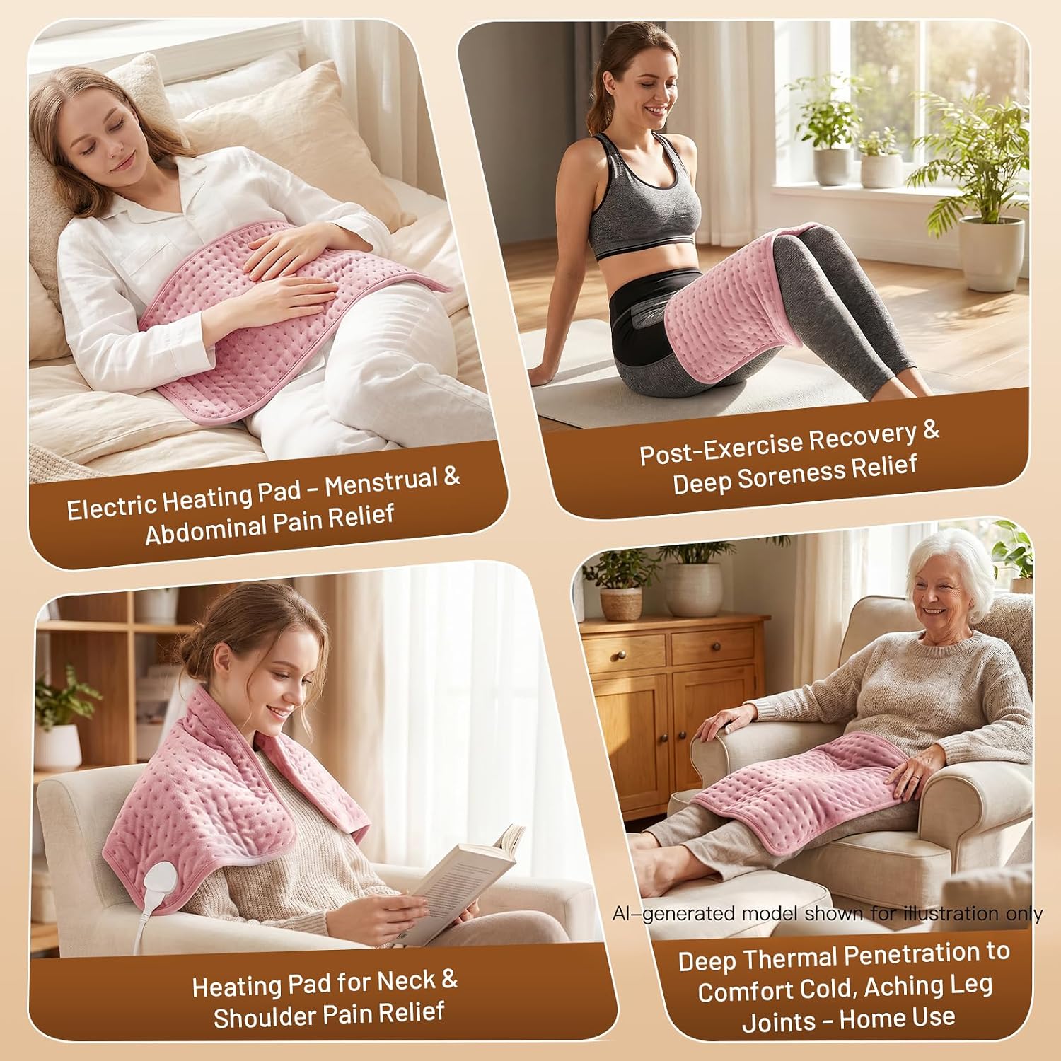Detalle 2 de Bistee TK-HP6030 Heating Pad, 24 x 12 in, 9 heat settings and 4 timers