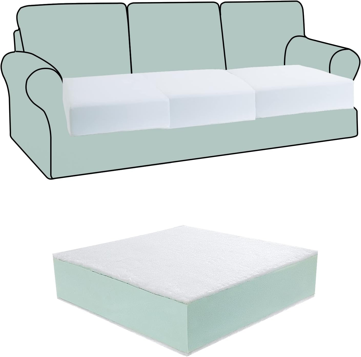Detalle de HOMBYS foam cushion Sofa Insert, 24 x 24 x 6 Inches, Firm, Removable Cover