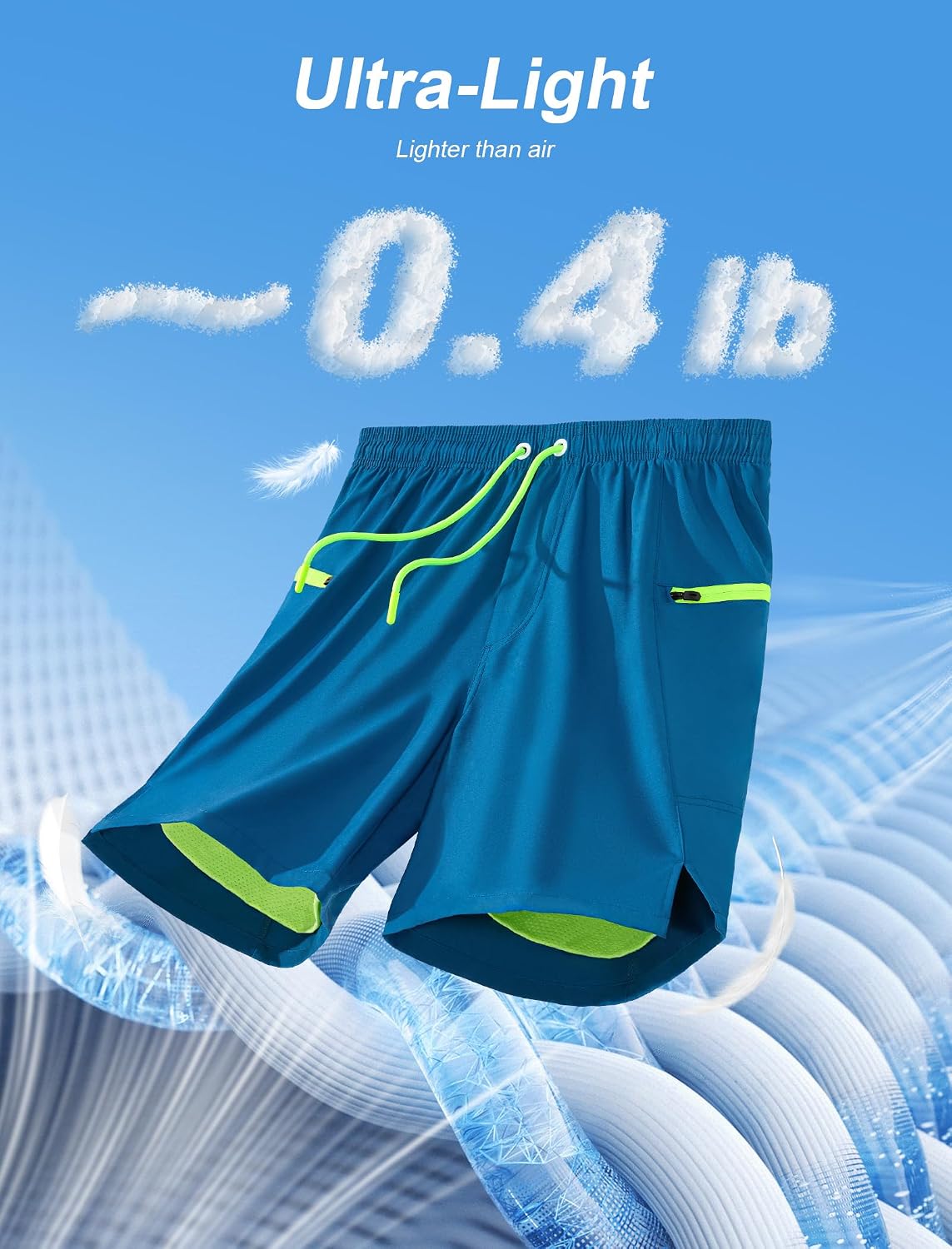 Detalle 2 de Veepro Men’s 2 in 1 Running Shorts with Compression Liner, Zip Pockets (7")
