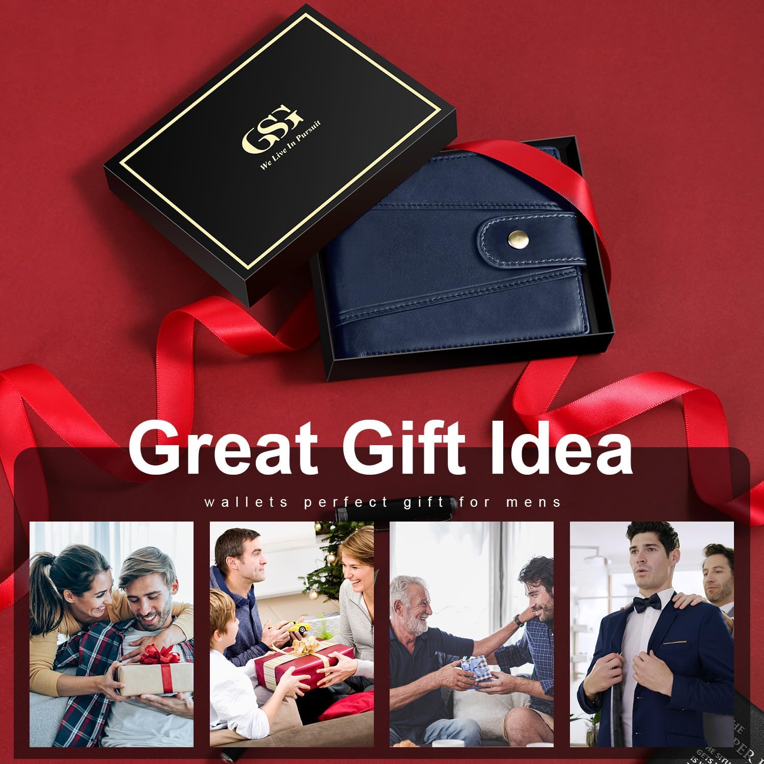 Thumbnail 5 de GSG SINCE 1998 Cowhide Leather Wallet with RFID Blocking, 17 Card Slots & Coin Pocket (Navy Blue)