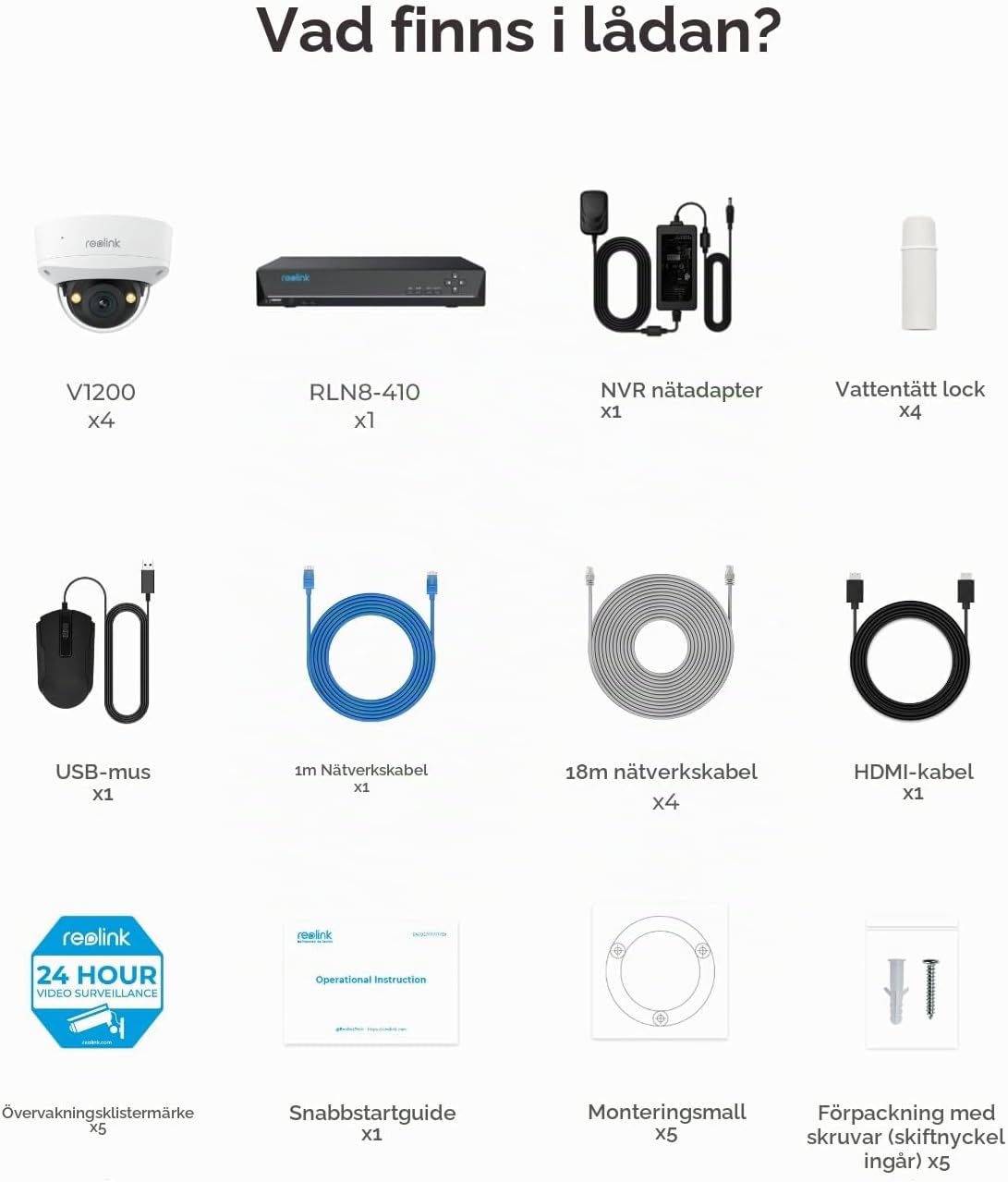 Detalle 1 de REOLINK RLK8-1200V4 övervakningssystem med 4 PoE-kameror, 12 MP och 2 TB