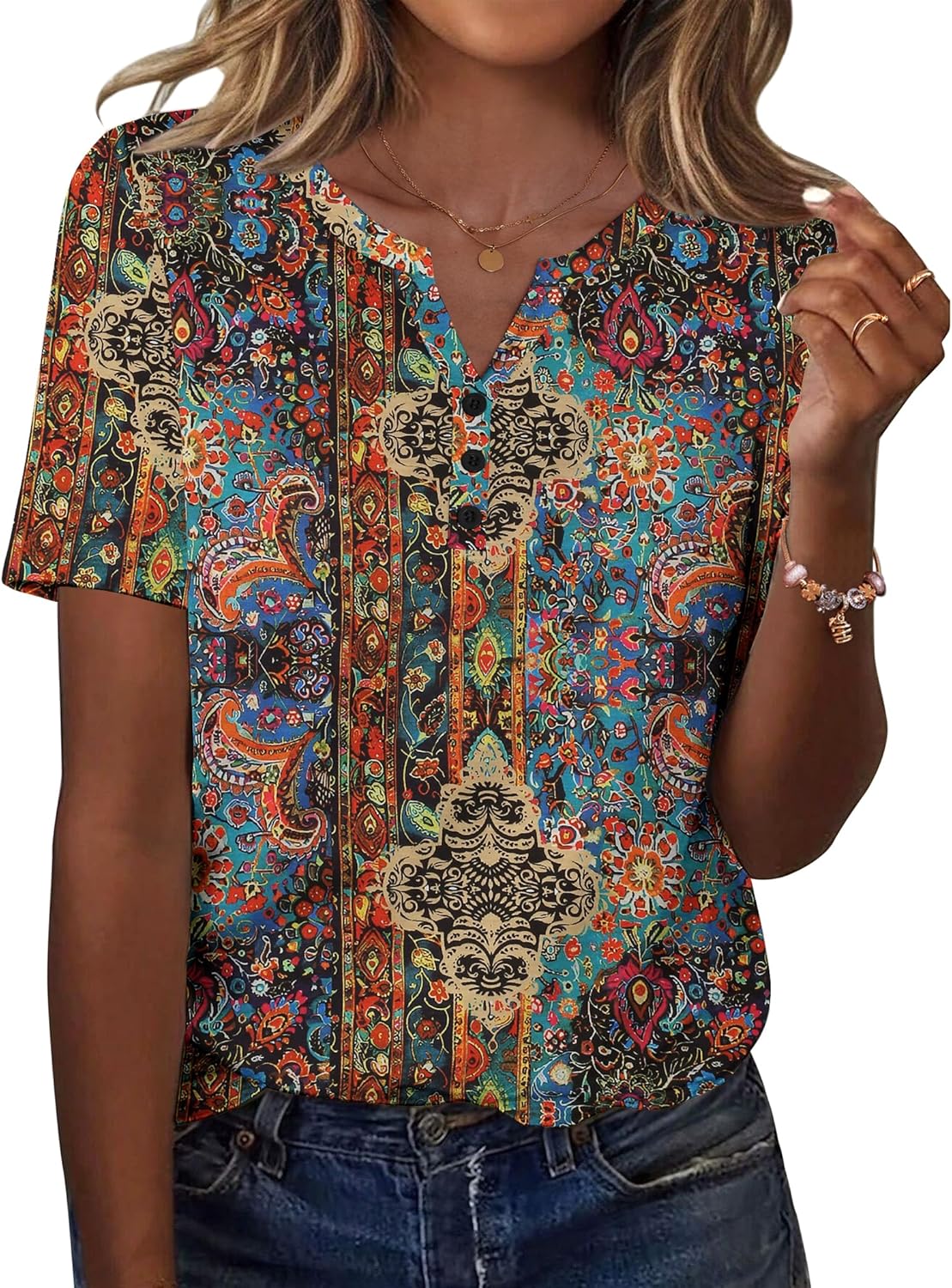 Thumbnail 6 de Zeagoo Womens Summer Tops V Neck Short Sleeve