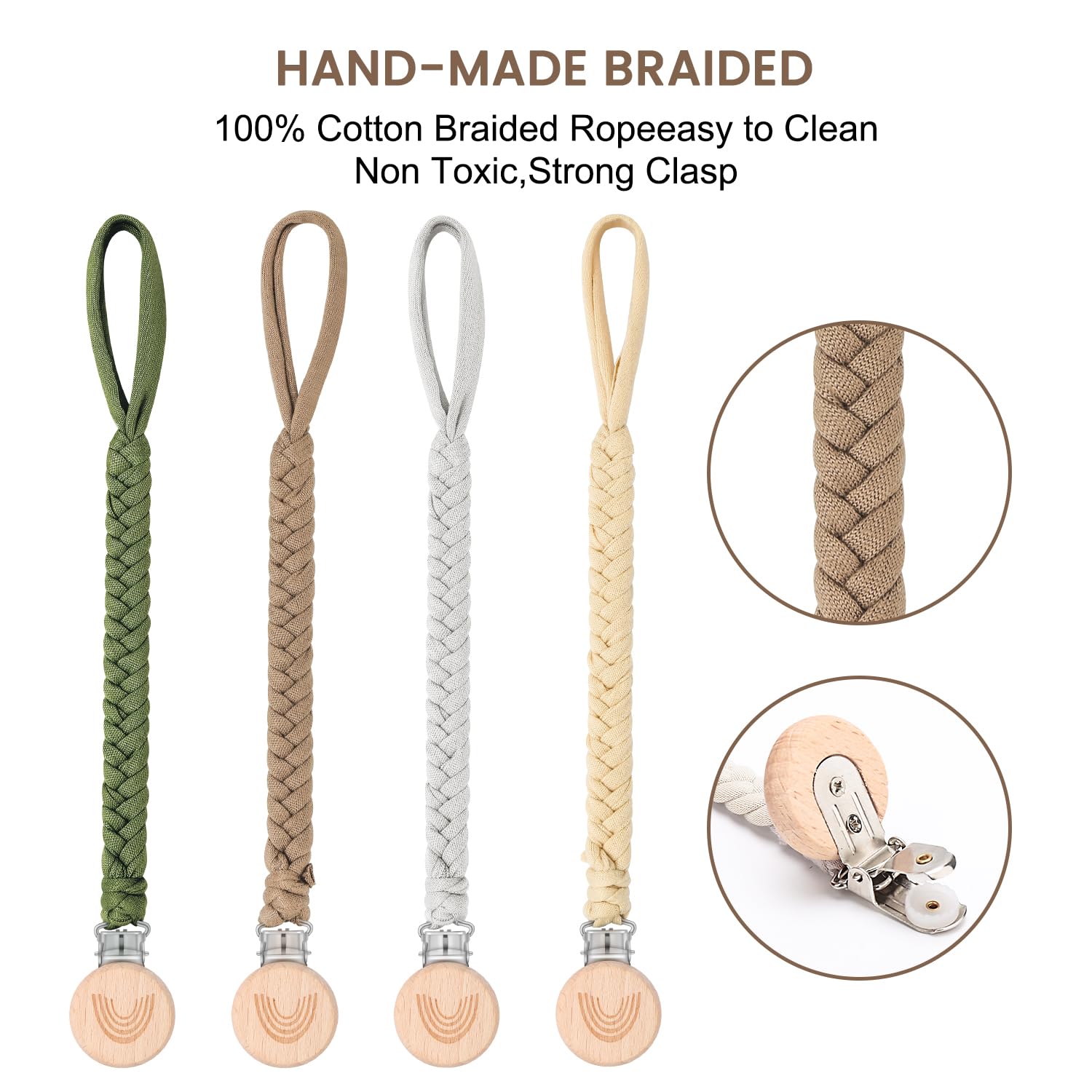 Thumbnail 1 de CLDY Baby Schnullerkette Clip im 4er-Set – Schnullerband mit Clip für Kinderwagen, Babytrage & Autositz