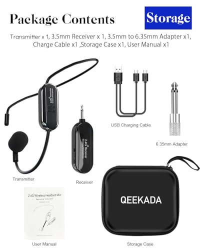 Thumbnail 7 de Micrófono Inalámbrico Diadema QEEKADA 2.4G – sistema plug & play para megafonía