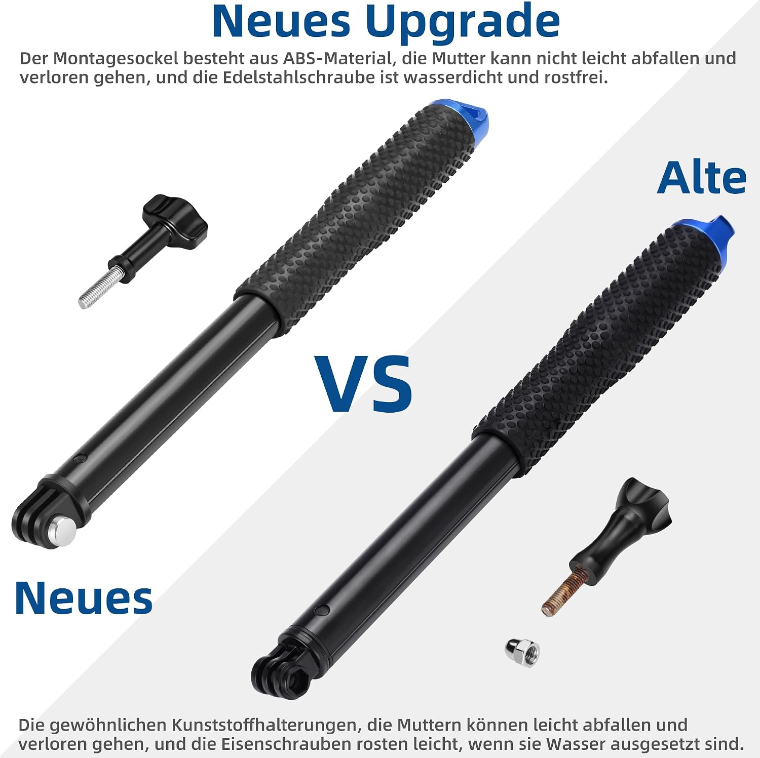 Detalle 2 de 94 cm wasserdichtes Selfie-Stick‑Ausziehstativ für GoPro und Action-Kameras