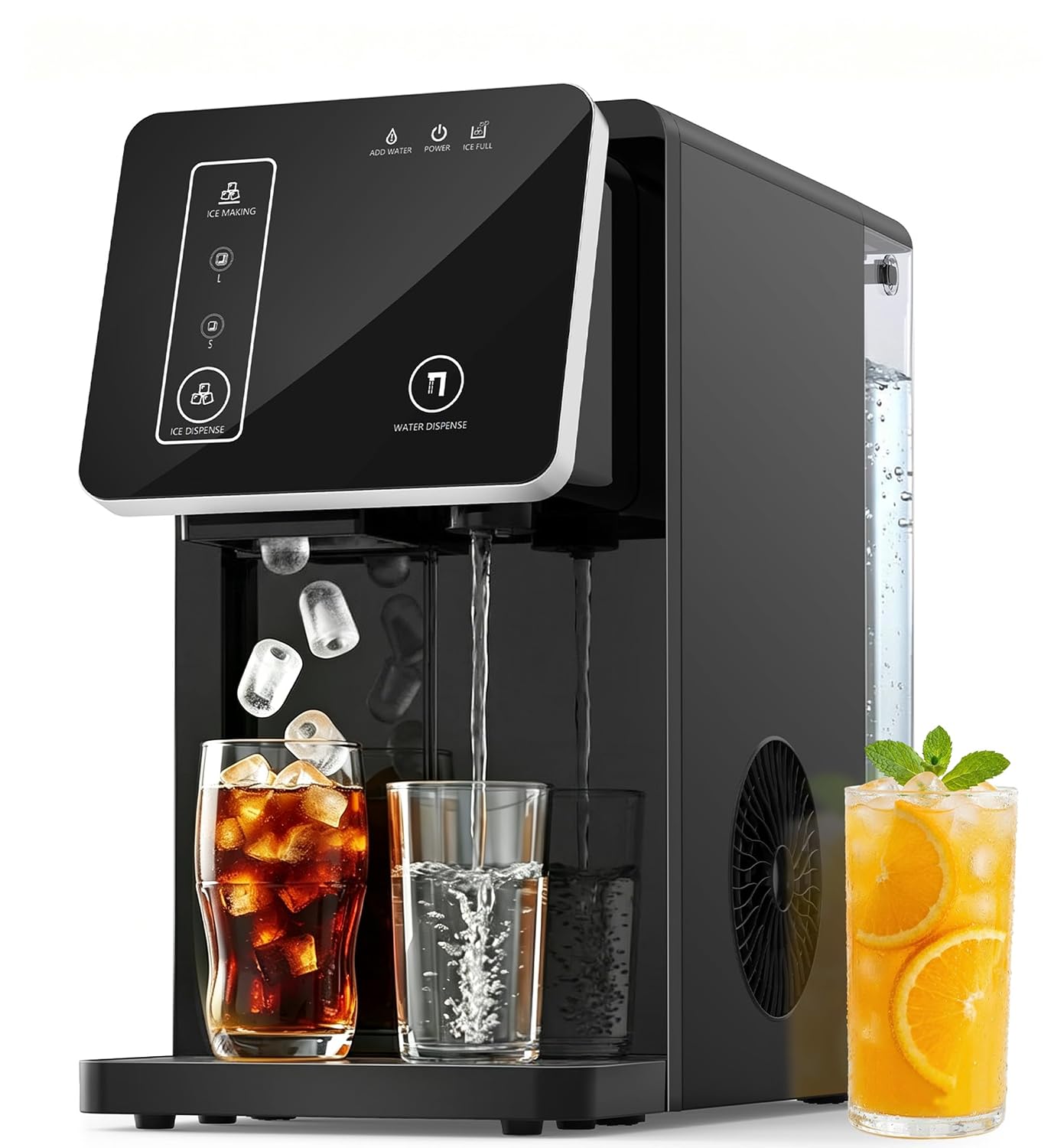 Detalle de Electactic 58312RIM0-BLACK Bullet Ice Maker with Water Dispenser, 26 lb Daily Output