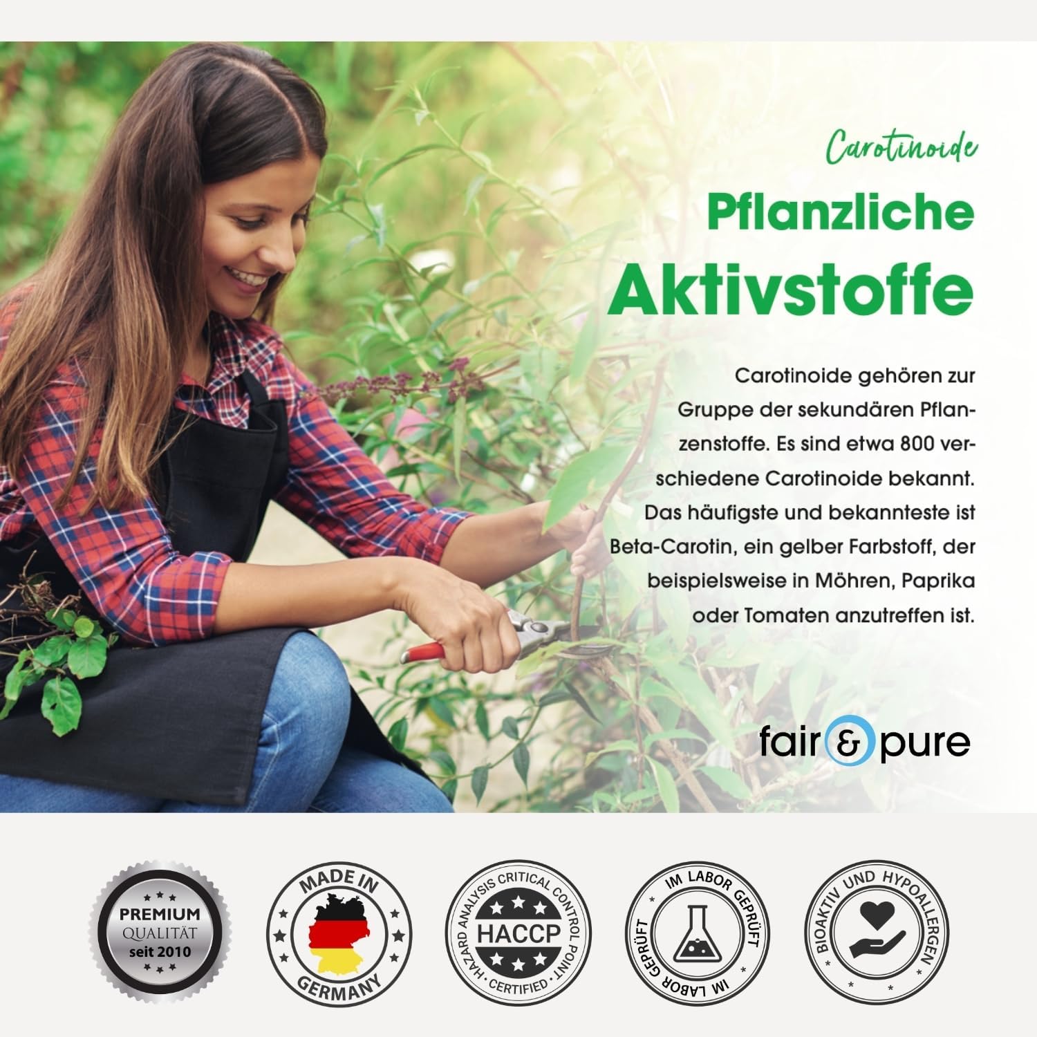 Detalle de Fair & Pure Zeaxanthin 10 mg – 90 Kapseln, schluckfreundlich, aus Tagetesblüten-Extrakt, vegan, hergestellt in Deutschland
