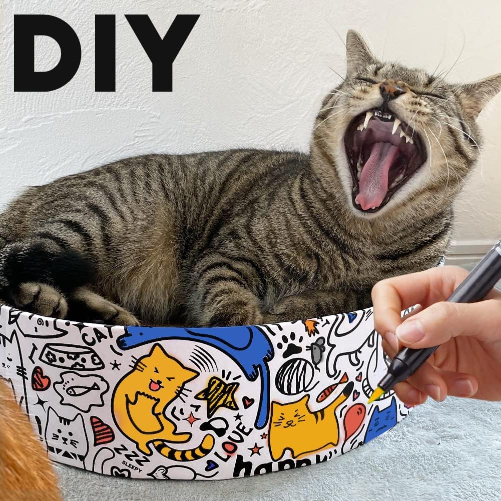 Thumbnail 2 de Graffiti 2in1 Oval Cat Scratcher Bed & Lounge with Scratching Toy & Bowl – XL Corrugated Cardboard Cat Scratch Pad & Furniture Protector by ARGOPET