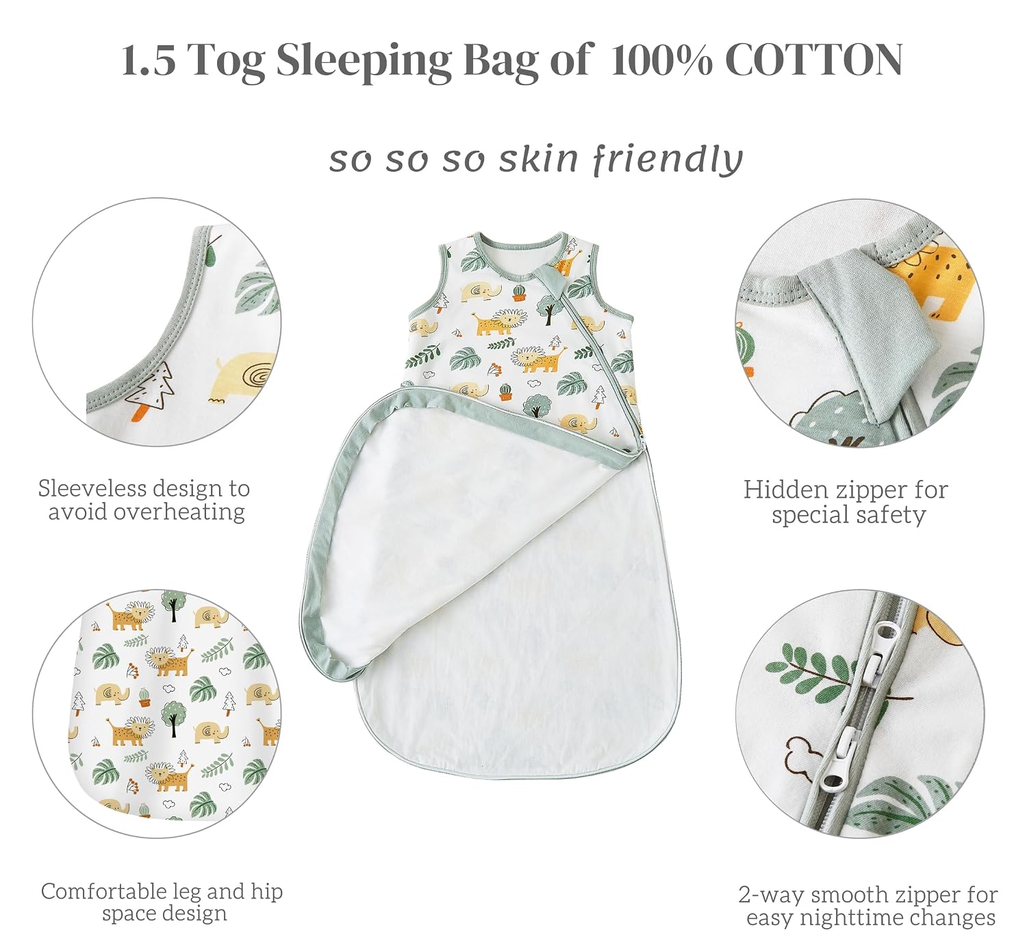 Thumbnail 1 de Chilsuessy Baby-Schlafsack 1,5 Tog im 2er-Set aus 100% Baumwolle – Ganzjahr, 78 cm (6–12 Monate)