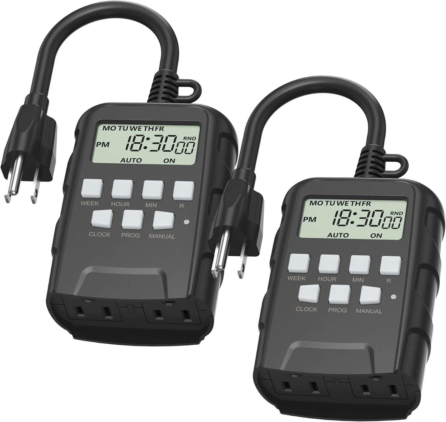 Detalle de BN-LINK U78-2Pack Outdoor 7-Day Programmable Timer, 2 Grounded Outlets