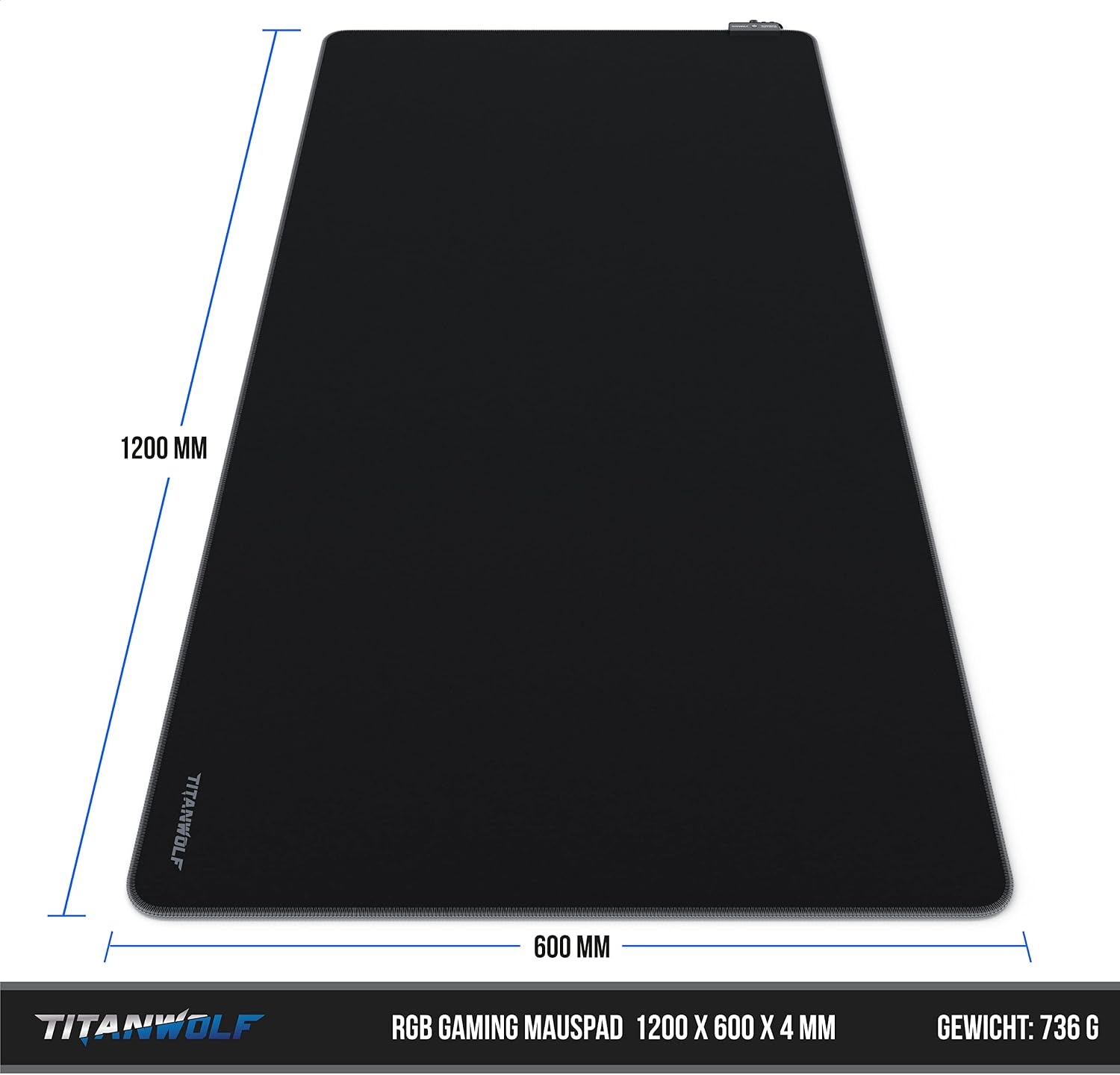 Detalle 2 de TITANWOLF XXXL RGB Mauspad 1200x600 mm