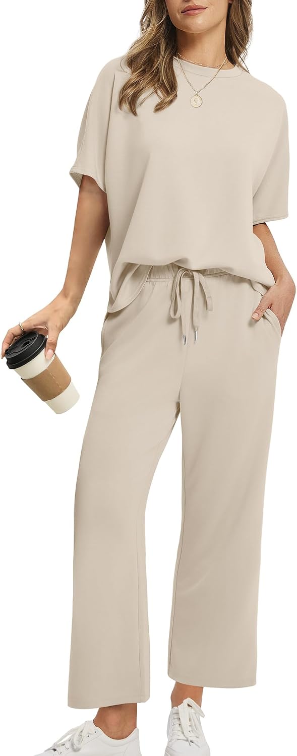Thumbnail 6 de Desol Zweiteiler Damen Sommer Outfits – Kurzarm Top & Capri-/Jogginghose, Weites Bein