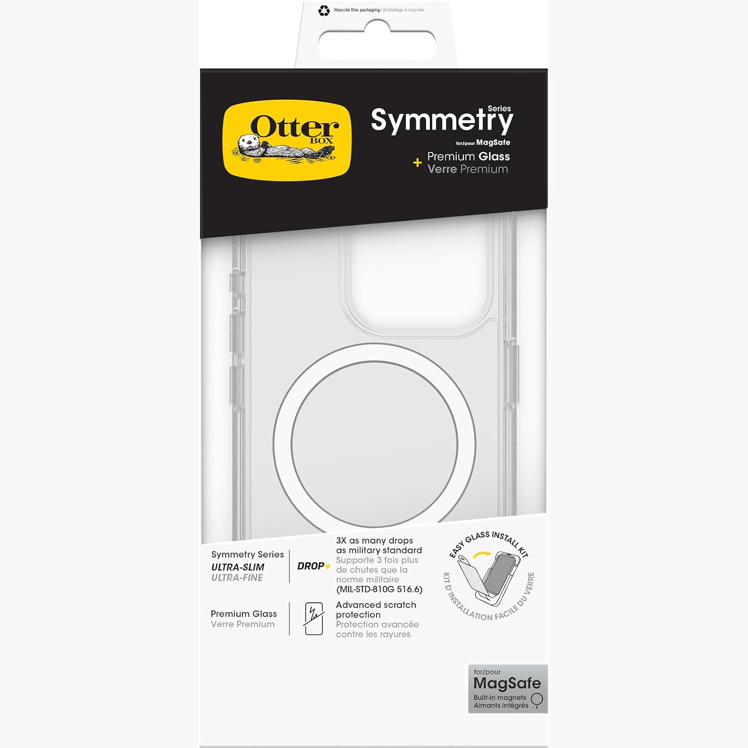 Thumbnail 3 de OtterBox Pack de protection pour iPhone 16 Pro — Symmetry Series Clear MagSafe + Premium Glass