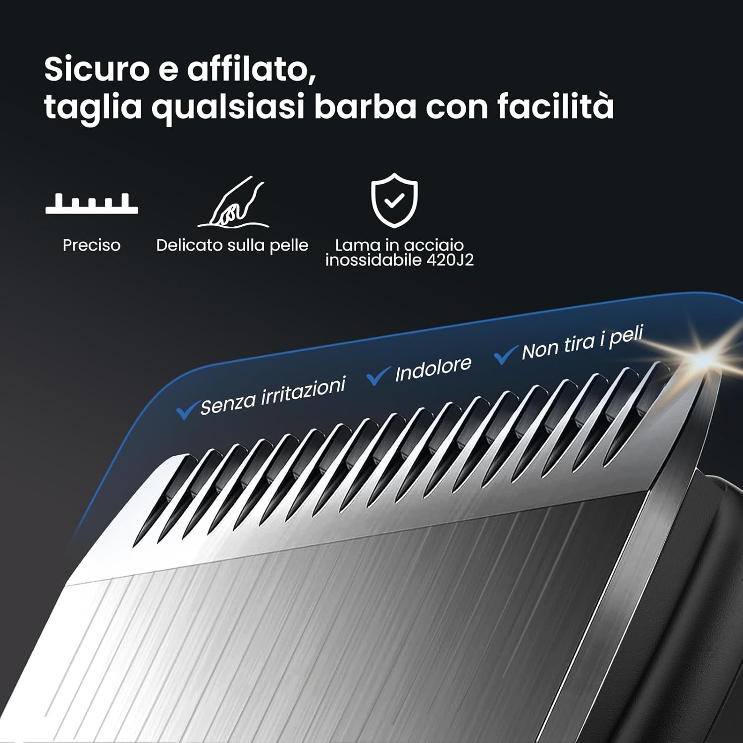 Thumbnail 3 de MAXGROOM Regolabarba Uomo 6 in 1 con 2 velocità, autonomia 120 min e testine magnetiche (IPX6, USB-C)
