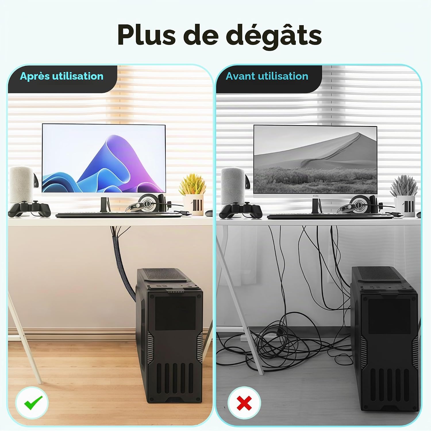 Detalle de YuanPals kabelmanagementhuls 13 mm, 3 m, zwart voor 3 tot 5 kabels
