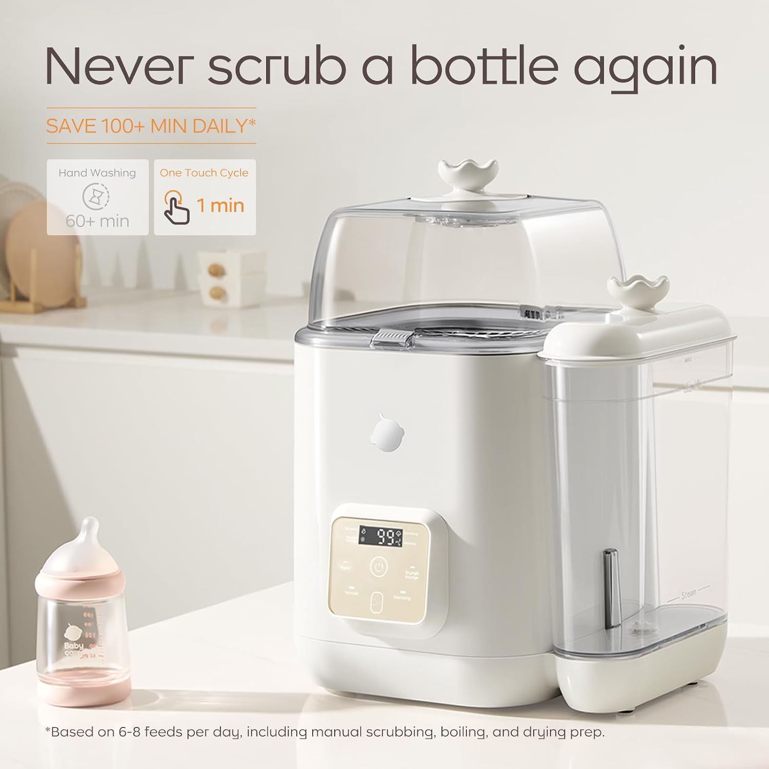 Detalle de BC Babycare Baby Bottle Washer, Sterilizer & Dryer, 6-Bottle Capacity