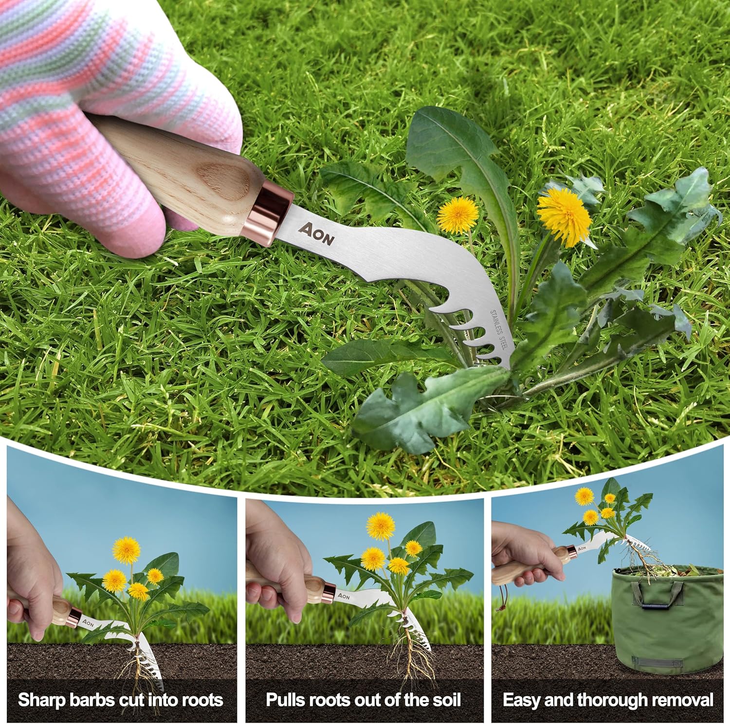 Thumbnail 4 de AON 2-Pack Weed Remover Tools: Durable Hand Weeders for Lawn and Patio