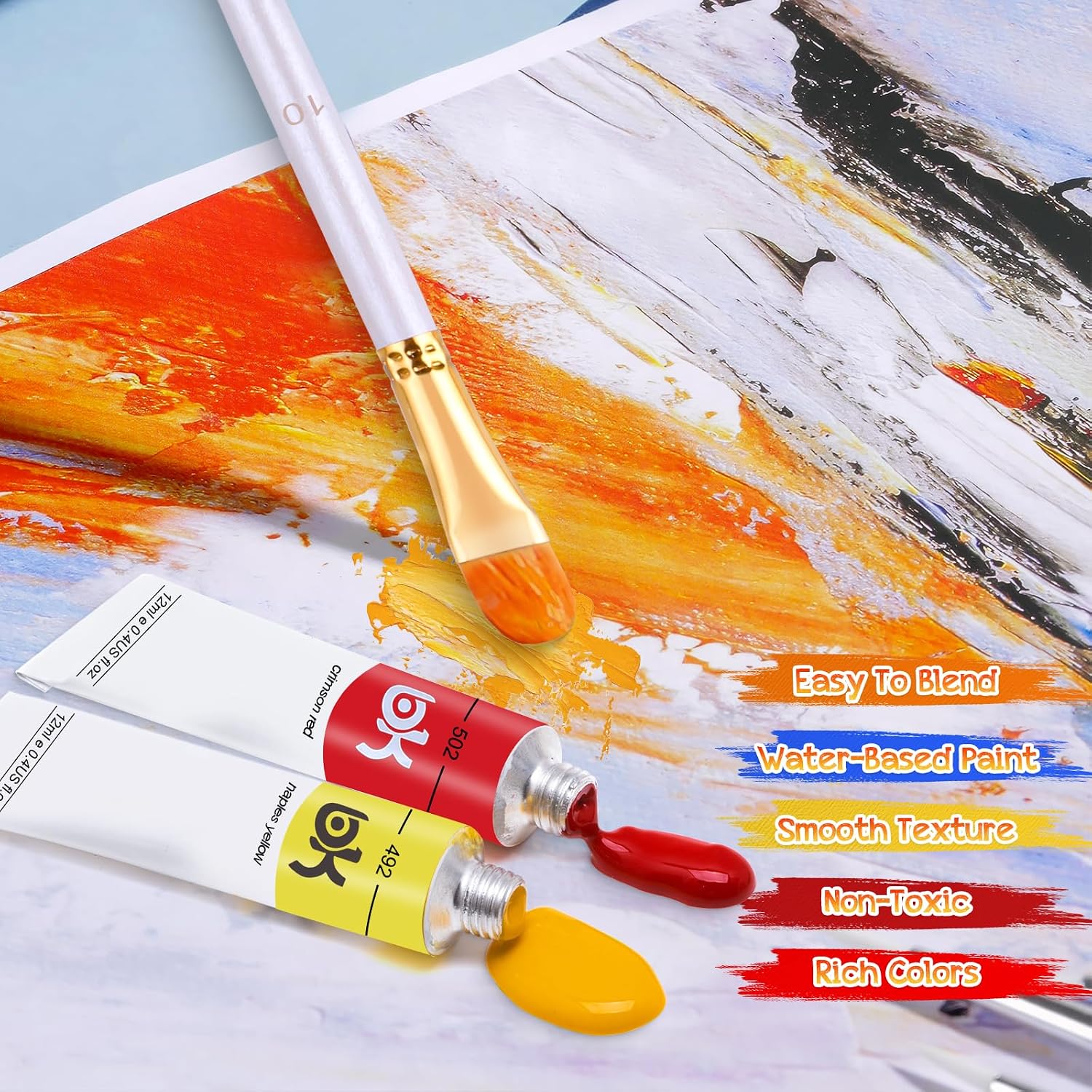 Thumbnail 5 de Aottom 33-teiliges Leinwand-Acrylfarben-Set mit 24 Tuben, Pinseln, Leinwänden & Mischzubehör