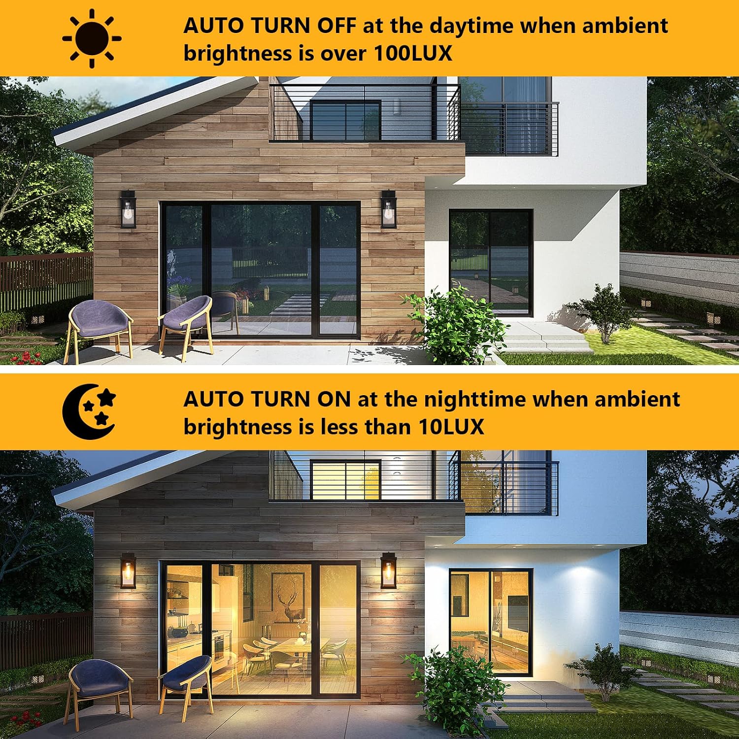 Detalle de TOPKDA TOPKDA Dusk-to-Dawn Outdoor Wall Lantern with 6W LED Bulb