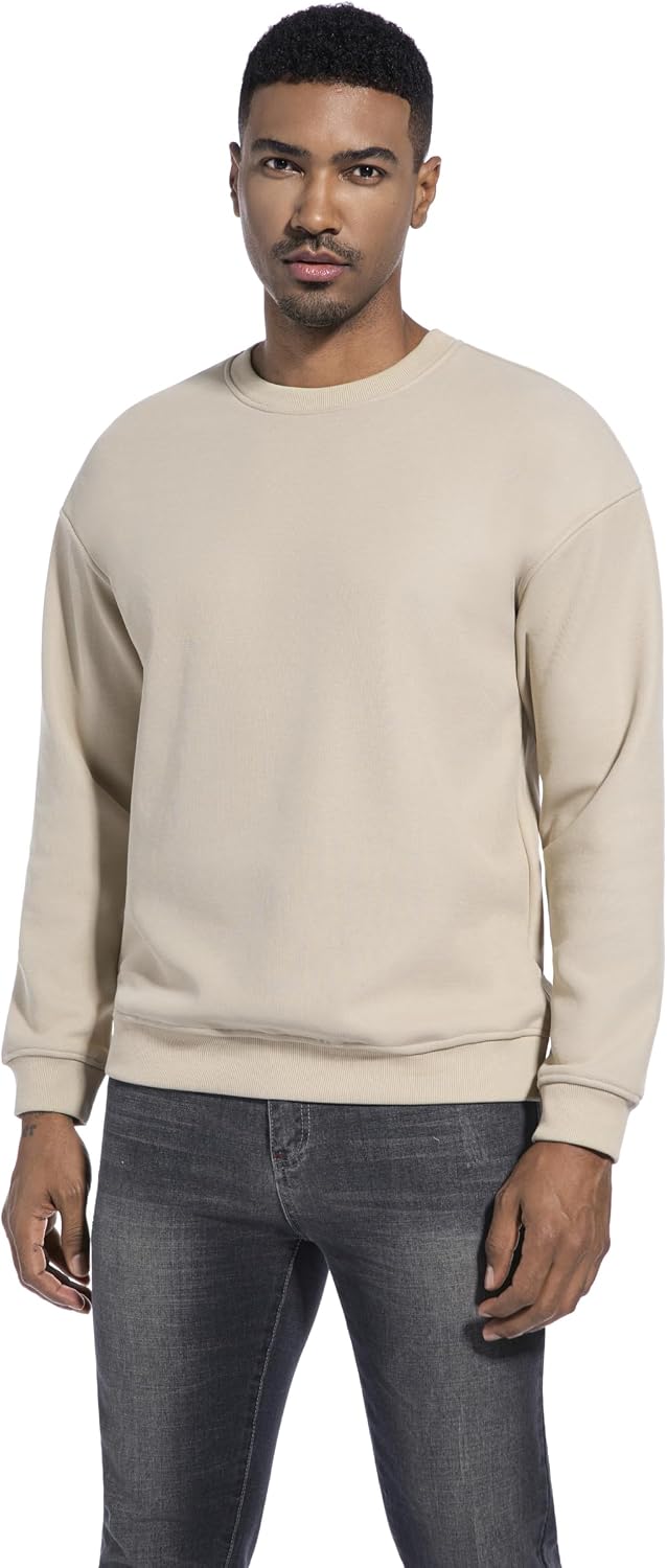 Detalle de VEIISAR Herren Heavy Weight Pullover mit Rundhalsausschnitt (410 g) – warmes Fleece mit Auerflor-Innenfutter