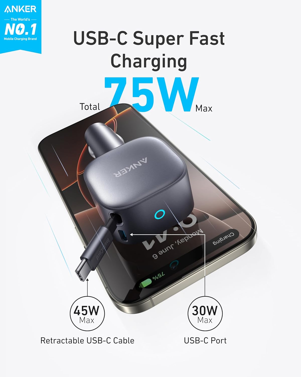 Thumbnail 1 de Anker USB C Car Charger 75W
