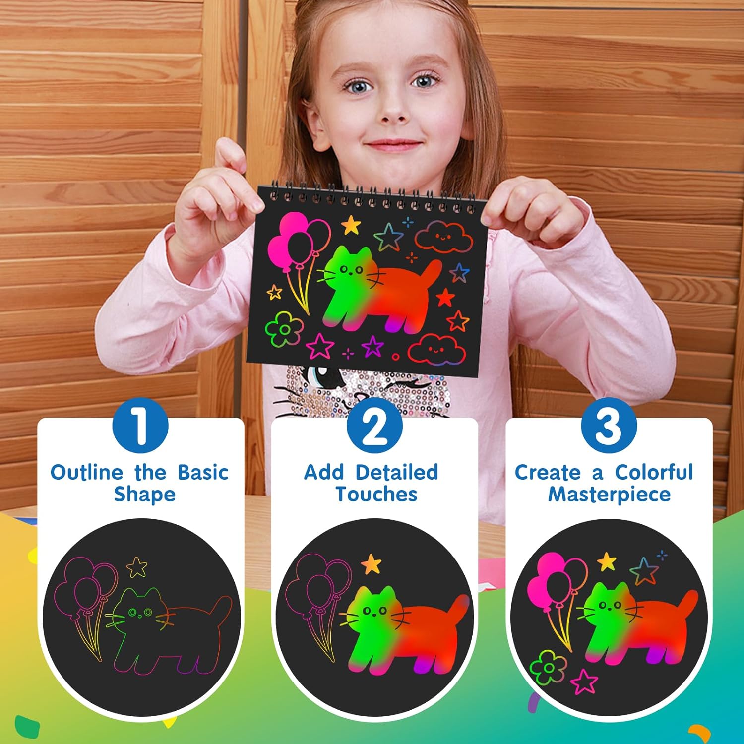 Thumbnail 4 de YSCare Scratch Arts 24-Pack Party Favors for Kids: Rainbow Scratch Notebooks & Craft Kit