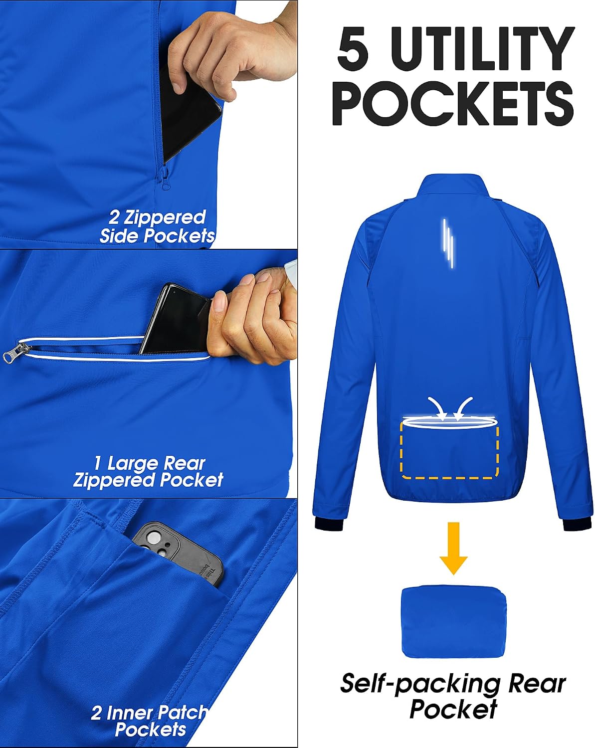 Detalle de 33,000ft Herren Fahrradjacke – Wasserdicht, atmungsaktiv und wandelbar (mit abnehmbaren Ärmeln)