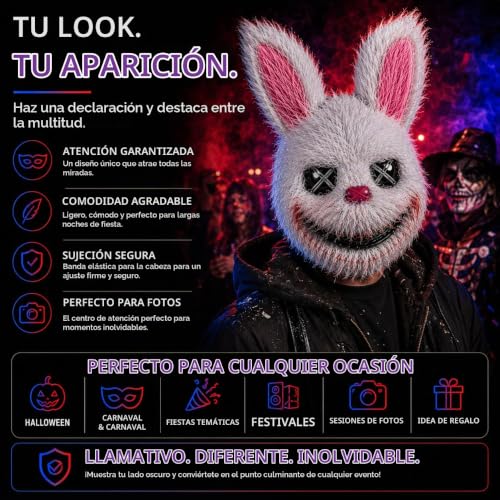 Detalle 2 de TK Gruppe Timo Klingler máscara de conejo de terror para Halloween y carnaval