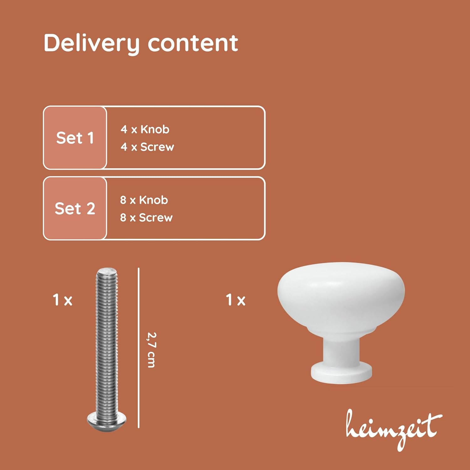 Thumbnail 4 de heimzeit Plain Cabinet Knobs, 4-Piece Aluminium Set, White Matte Finish