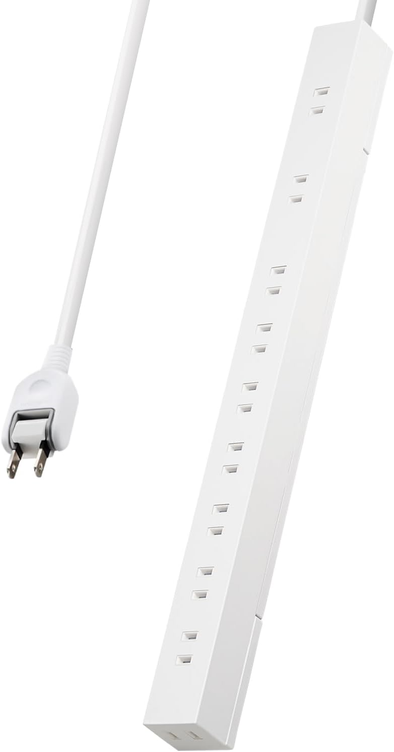 Detalle de エレコム ECT-2650WH 電源タップ 10個口・5m 雷ガード・ほこりシャッター付き