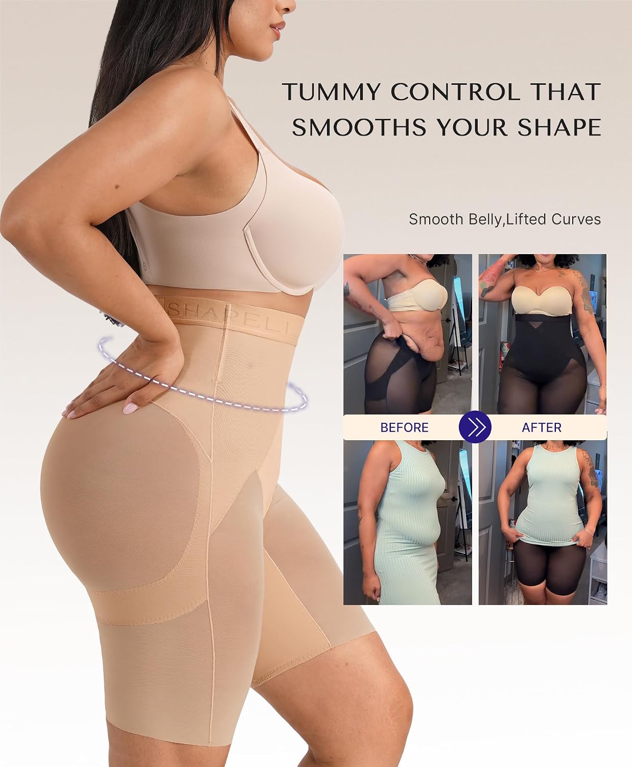 Thumbnail 1 de SHAPELLX Women's Shapewear Shorts with High-Waist Tummy Control