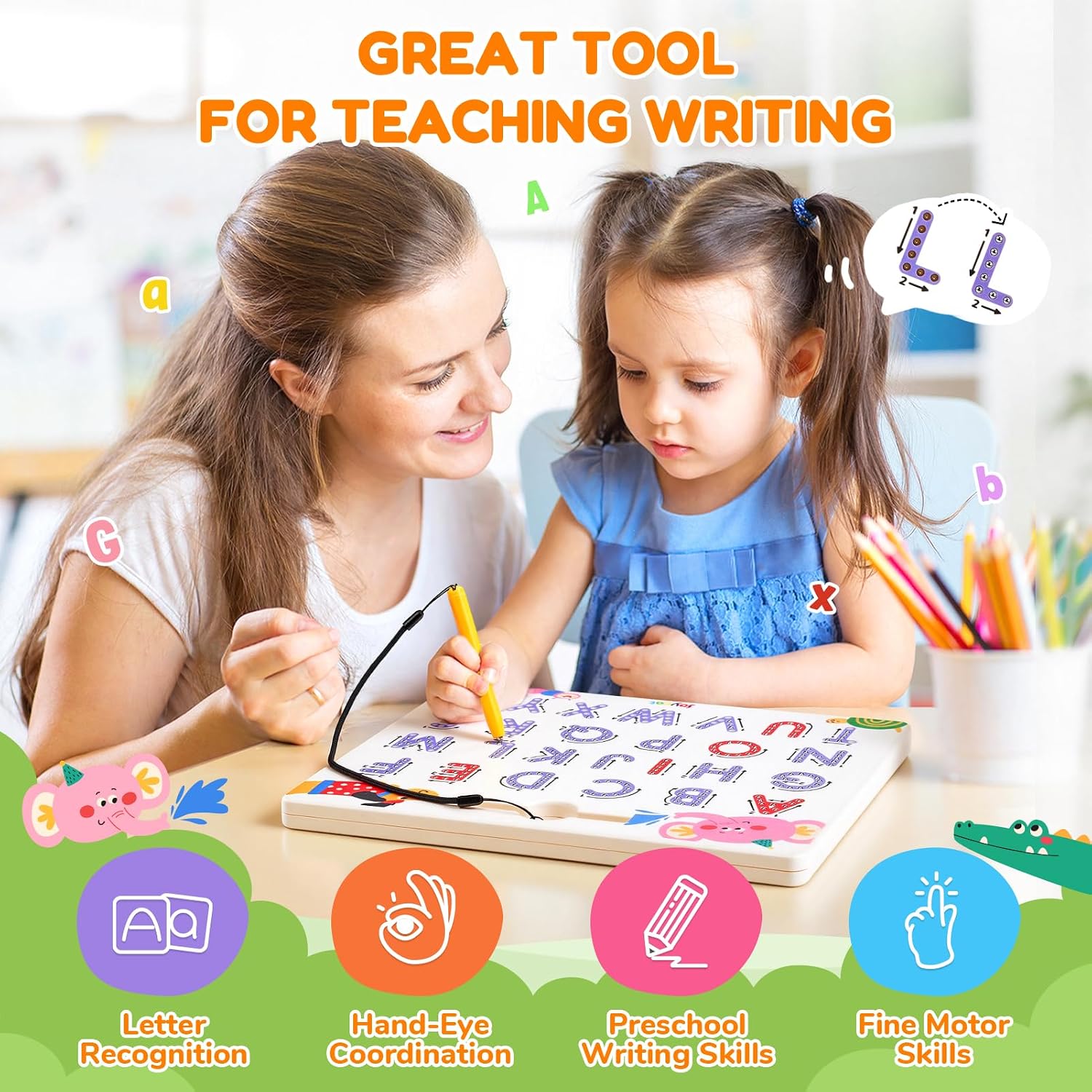 Thumbnail 5 de JoyCat Magnetic Animal Letter Tracing Board, Double-Sided ABC Writing Toy
