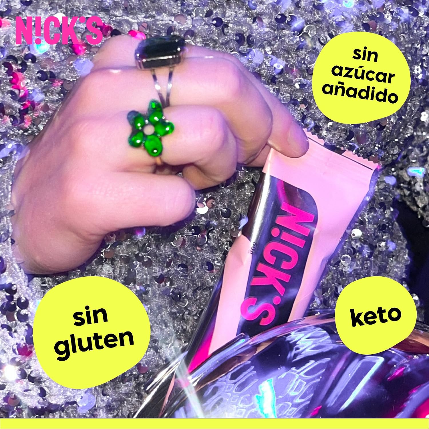 Detalle 2 de NICKS Barritas proteicas cacahuetes salados 50 g