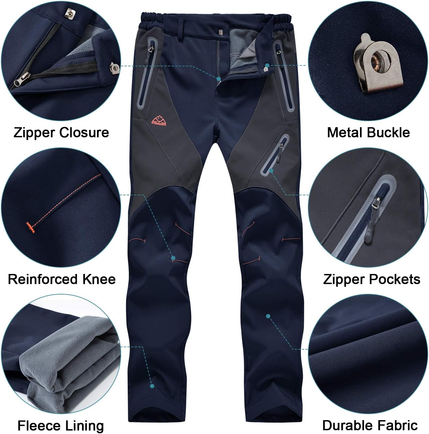 Detalle 2 de donhobo Womens Walking Waterproof Trousers Thermal fleece lined trousers 🚶♀