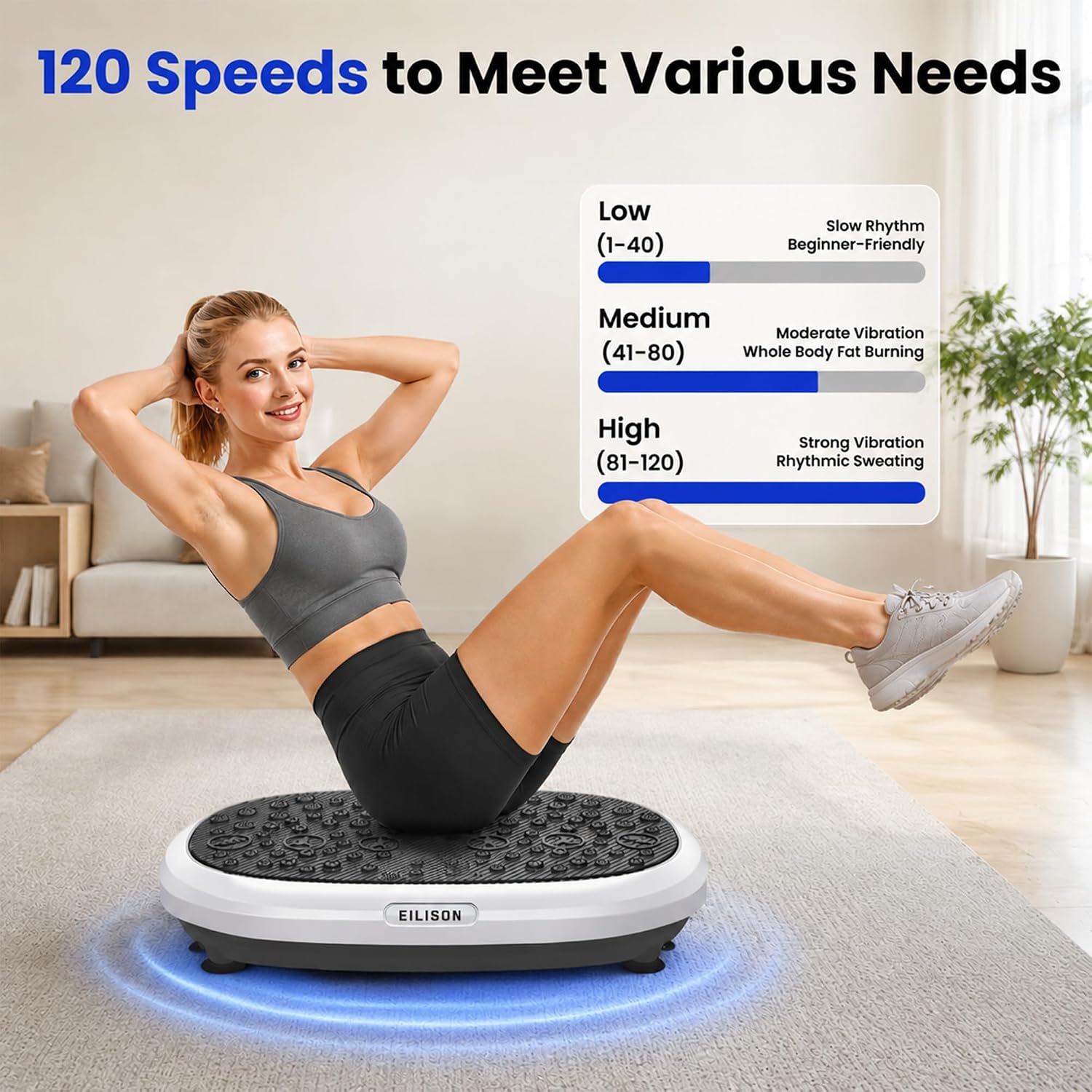 Detalle de EILISON FITABS 3D Vibration Plate Exercise Machine with Seat (Acupressure/3D Vibration Platform)