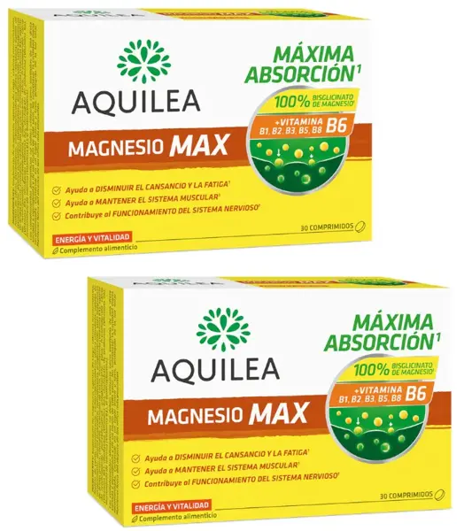 Detalle de Aquilea Magnesio Max (Bisglicinato) 2x30 comprimidos. Pack ahorro