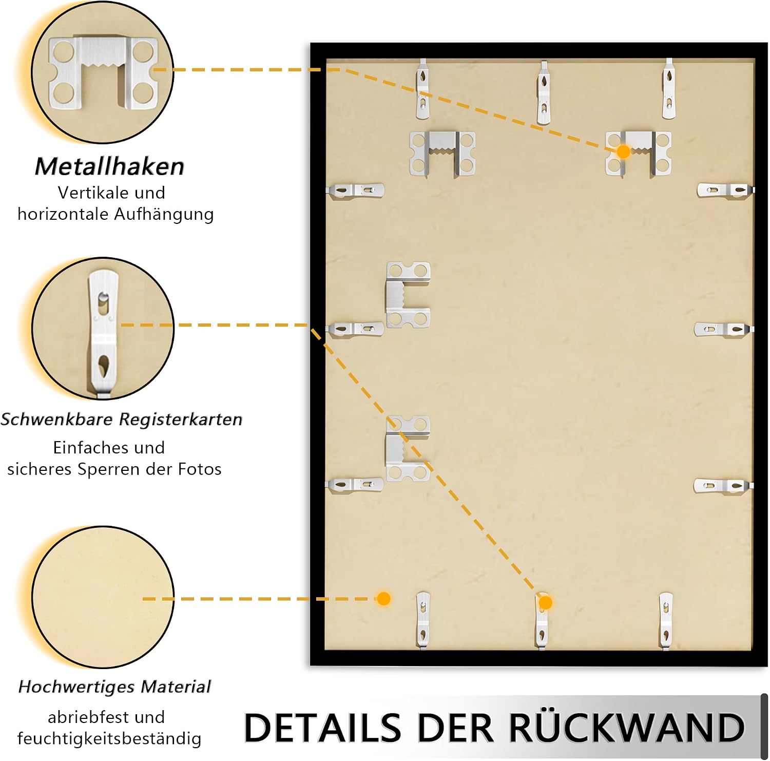 Thumbnail 6 de Tinkeps 3er-Pack Bilderrahmen A2 (42x59,4 cm) Schwarz – Holzrahmen mit Plexiglas