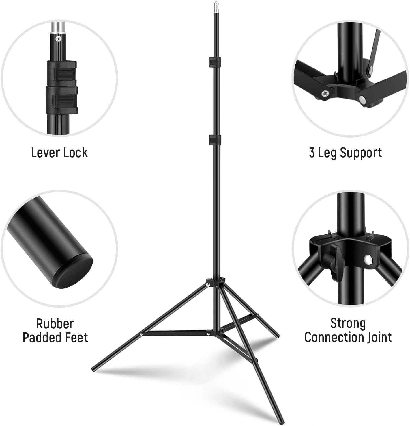 Thumbnail 6 de Neewer 7 pieds de studio en aluminium (2 supports) – Hauteur réglable jusqu’à 210 cm, charge 2,5 kg