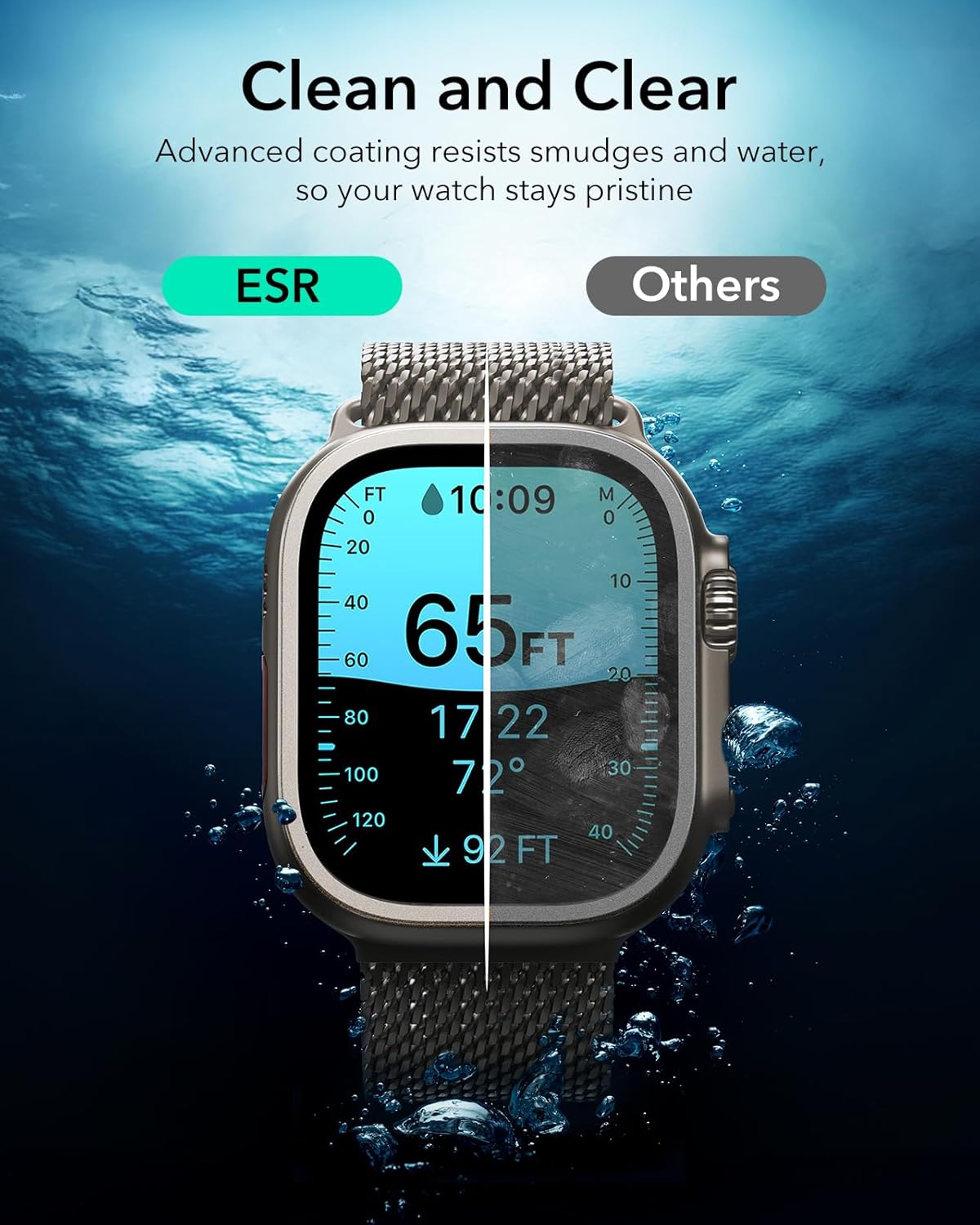 Thumbnail 5 de ESR lot de 2 protections d’écran Armorite pour Apple Watch Ultra 3/2/1 (49 mm) – verre trempé bord à bord