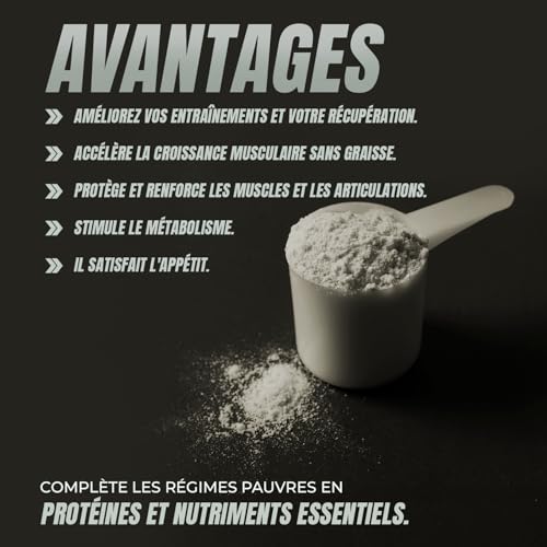 Detalle de Healthy Fusion Whey Protein 43 g par dose – Protéine Whey Pure avec Collagène, Magnésium et Vitamine B6 (Chocolat, 1 kg)