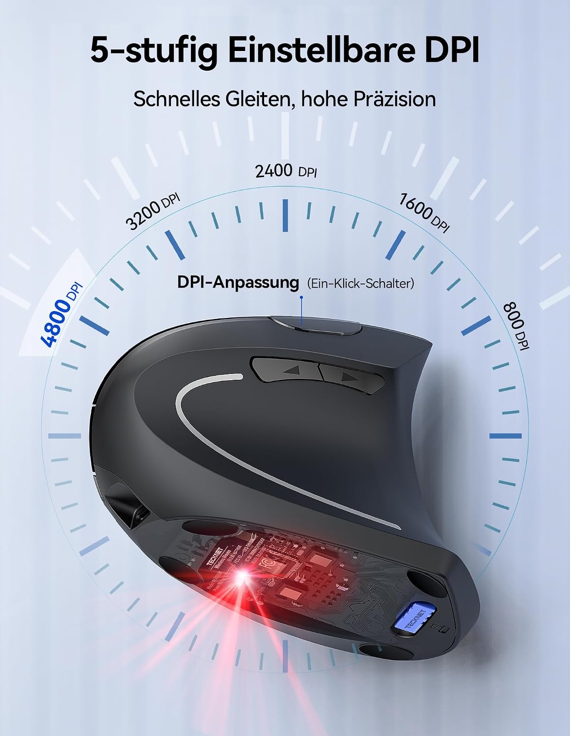 Detalle 2 de TECKNET Ergonomische Maus 4800 DPI đź–±
