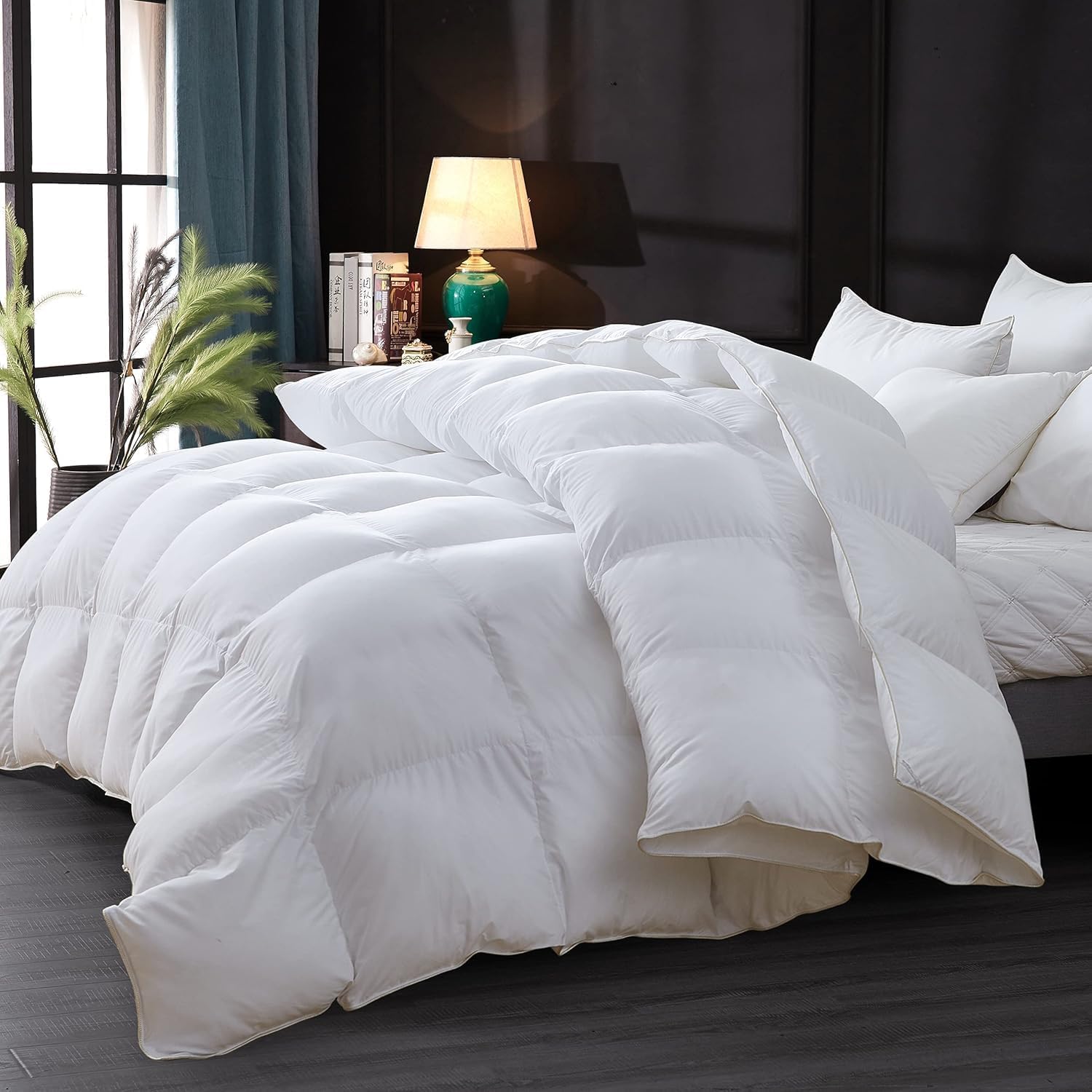 Detalle de CAIMOUR CAI001 Twin/Twin XL Goose Feather Duvet Insert, Cotton Shell, 8 Tabs