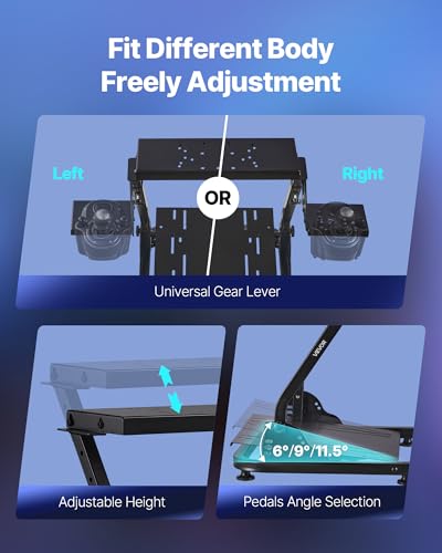 Detalle 2 de VEVOR Supporto per Volante da Corsa, Cockpit Regolabile e Pieghevole per Logitech e Thrustmaster (Pedali non inclusi)