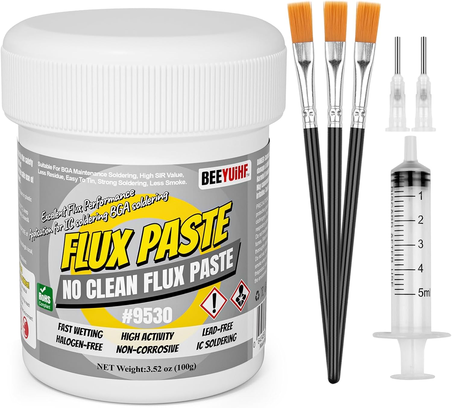 BEEYUIHF No-Clean Lötpaste Flussmittel für BGA/IC/CPU/PCB/SMD (nicht-korrosiv, bleifrei, 146 g)