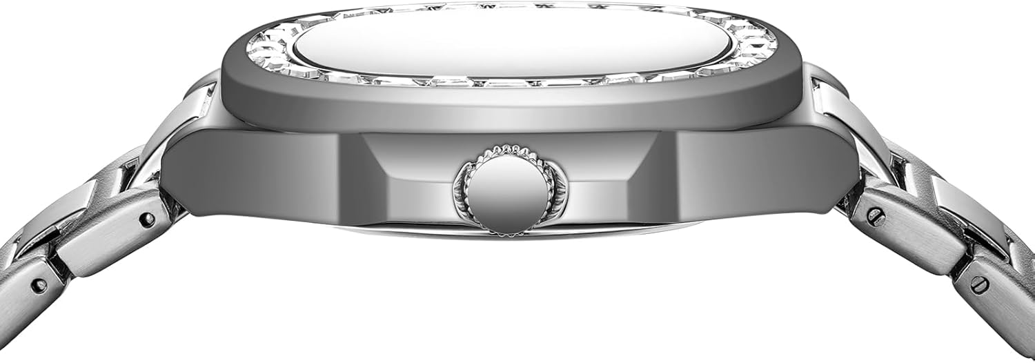 Detalle de NIBOSI Herren Analoge Quarzuhr mit Chronograph, Mondphase und Diamantlünette – Edelstahl, Roségold/Silber