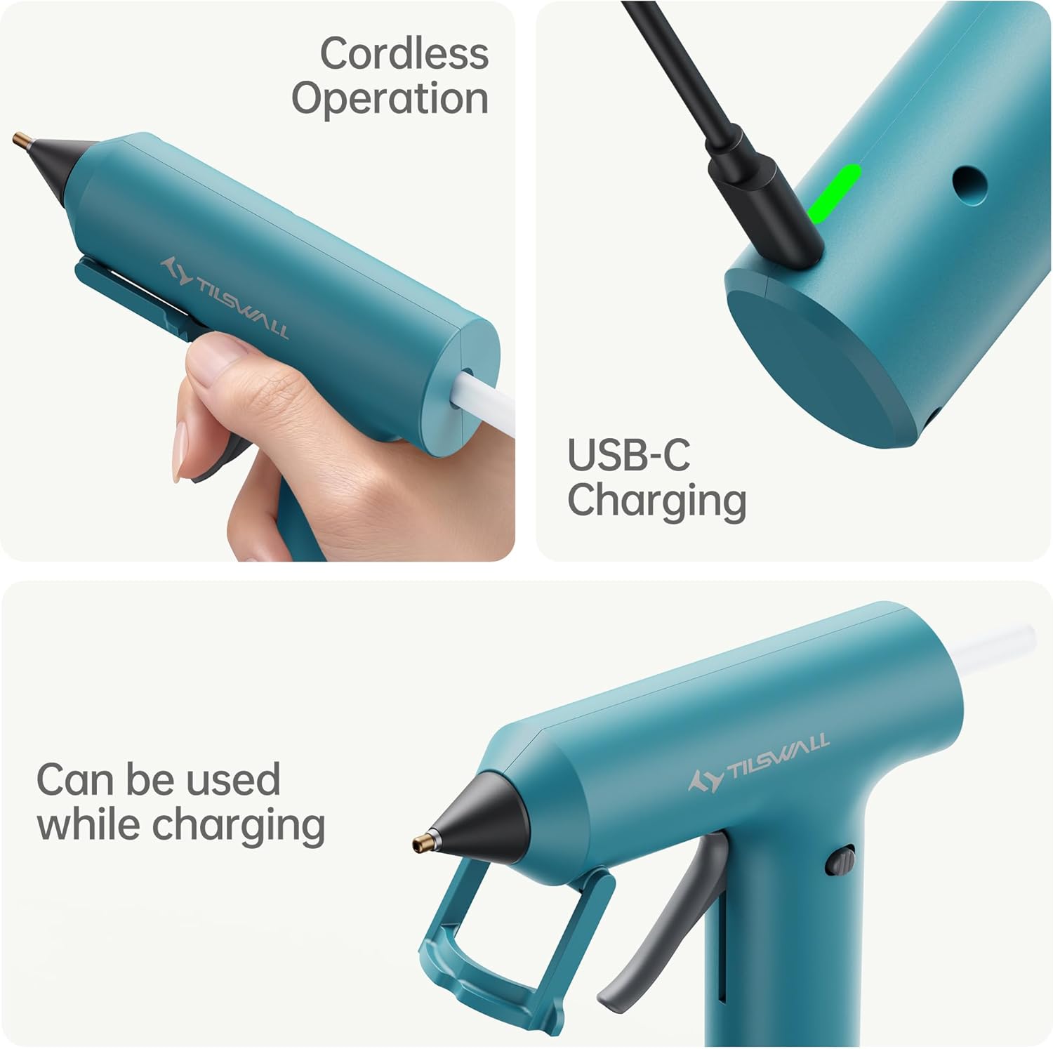 Thumbnail 3 de Cordless Hot Glue Gun with 20 Glue Sticks – Type-C Rechargeable Mini Gun with 90s Fast Heating